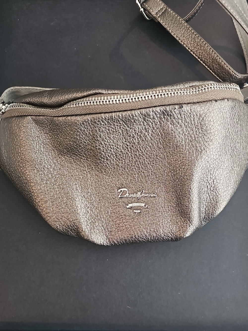 David Jones Metallic Brown Leather Crossbody Belt Bag